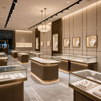 Vitrine de présentation de bijoux en bois, métal et verre OEM ODM, avec éclairage LED, taille personnalisée, vente en gros pour projets de vente au détail