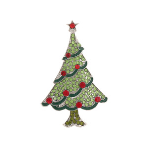 Christmas Tree Brooch Zinc Alloy Micro Insert Green <b>Red</b> Rhinestones Unisex Gift Jewelry Fashion Accessory - Product Image 5