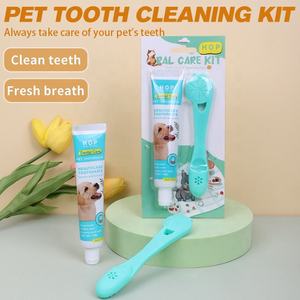 KingHon 2024 Nouveaux produits de nettoyage buccal pour chiens et chats, ensemble dentifrice et brosse à dents, vente en gros d'usine - Product Image 4