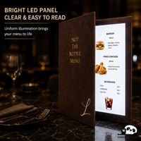 Menu lumineux pour bar à vin, menu éclairé A4/A5, couverture de menu lumineuse, dossier de menu LED lumineux