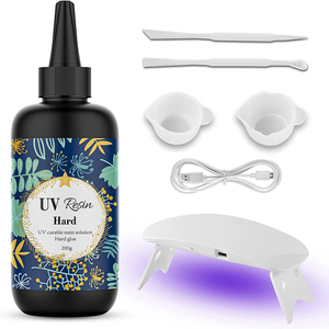 <span class=keywords><strong>Kit</strong></span> de résine UV avec lumière, <span class=keywords><strong>Kit</strong></span> de <span class=keywords><strong>bijoux</strong></span> en cristal clair époxy dur, pour la fabrication de <span class=keywords><strong>bijoux</strong></span> d'artisanat d'art, 200g - Product Image 1