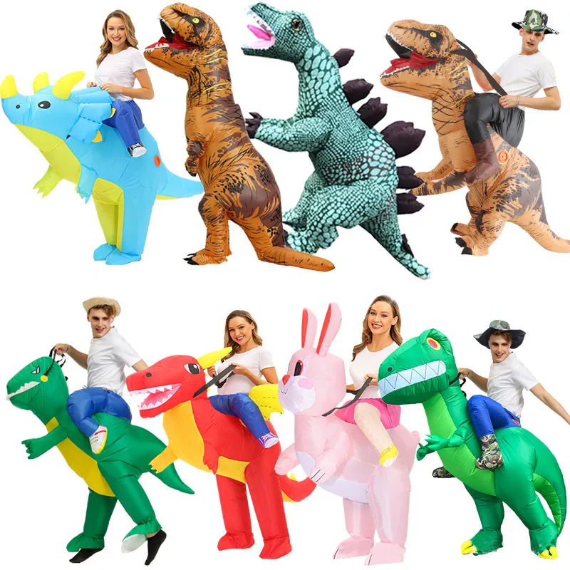 Roupas infláveis de dinossauro, roupas infláveis de halloween, festa de coelho engraçada, equitação, dinossauro, roupas de páscoa