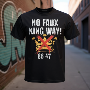 Camiseta No Faux King Way Negra 86 47 con Diseño de Corona, Camiseta Promocional - Product Image 3