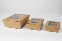 Boîte à lunch en papier kraft écologique avec fenêtre transparente Emballage à emporter personnalisé de qualité alimentaire pour salade, dessert et repas