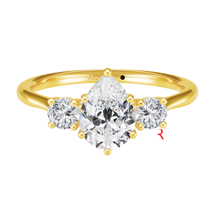Di alta qualità Custom classico 14k 18k oro VVS Moissanite <span class=keywords><strong>anello</strong></span> <span class=keywords><strong>3</strong></span> pietra <span class=keywords><strong>anello</strong></span> d'oro da donna gioielli da sposa oro massiccio splendida - Product Image 3
