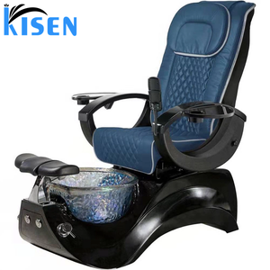 Fauteuil de pédicure pour salon de manucure, style moderne KISEN, gris argenté, avec revêtement en cuir confortable, pour spa des pieds et massage. - Product Image 2