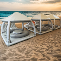 Plateforme flottante gonflable pour parc aquatique, île flottante avec toit en tente 3x3m, capacité 100-500kg, certifiée CE, fabriquée en Chine