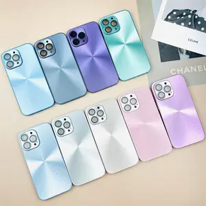 For iPhone 14 Pro Max 11 13 12 CD Laser Metallic Paint Plating TPU PC Cover Phone Case with Glass Camera Lens Covers Shell