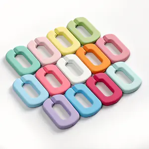 REWIN 20*30mm New Cute Fancy Resin Open Rings Rubber Matte Flat Acrylic Chain Link for Bag Phone Accessories diy