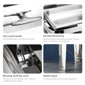 Phục vụ đồ dùng nhà bếp thiết lập vàng bạc thực phẩm tự chọn ấm hơn thép không gỉ chafing món ăn tự chọn CuộN Top có thể nhìn thấy chafer món ăn - Product Image 5