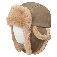 Chapeau d'aviateur d'hiver en cuir PU épais avec doublure polaire résistant au froid pour le cyclisme Protection des oreilles Style nord-est Pull en peluche