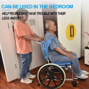 Fauteuil roulant manuel en alliage d'aluminium de haute qualité, bleu médical, cadre léger, fauteuil roulant pour les soins quotidiens des patients - Product Image 4