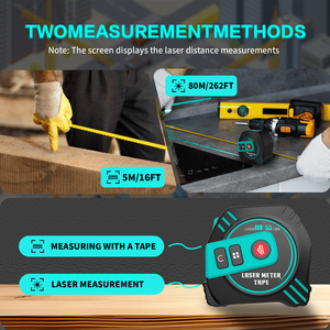 Ruban à mesurer numérique à écran LCD professionnel, charge de type C, ruban laser pour l'installation de revêtements de sol - Product Image 2