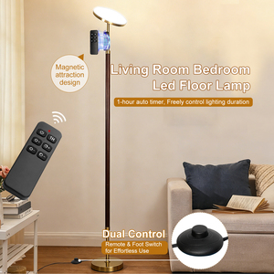 Wood 30W <b>LED</b> Midcentury Floor Lamp Remote <b>Control</b> Stepless Dimmable Color Changing Modern Uplight Corner Lamp for Bedroom Office - Product Image 1