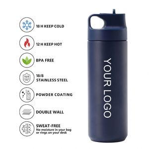Custom Vacuum Flask Hot Drinks Insulated Travel Mug with Flip Straw Water Bottle Press Button Stainless Steel Coffee Tumbler Cup - Product Image 5