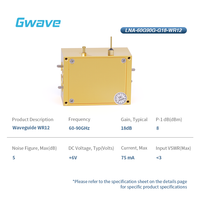 Guide d'ondes Gwave WR12 large bande, gain 18 dB, facteur de bruit 5 dB, 60-90 GHz, connecteur coaxial 50 ohms, corps en laiton plaqué or, faible amplification