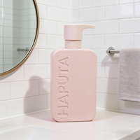 Flacon pompe de luxe carré en HDPE 350 ml pour savon liquide, shampoing, après-shampoing, lotion cosmétique, gel douche
