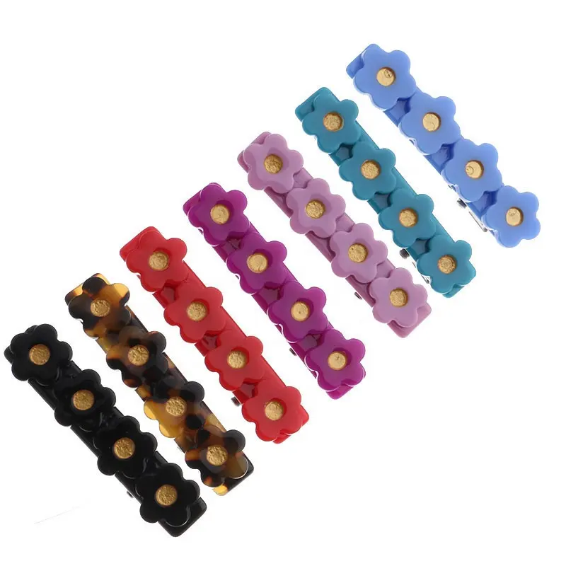 2023 New Design Plastic Side Clip Multi Colors Headdress Sweet Candy Acrylic Flower Hair Clips
