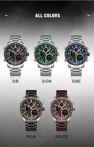 Reloj <span class=keywords><strong>NAVIFORCE</strong></span> <span class=keywords><strong>9182</strong></span> para Hombre, Diseño Ejecutivo, Luminoso, LED Digital, Doble Hora, Cronógrafo, Cristal Resistente al Agua, Lujoso y Sencillo - Product Image 6