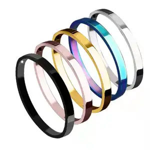 Europäische Edelstahl einfache Persönlichkeit Armband Großhandel glänzend Titan Stahl Geschenk Öffnung 5 Farbe Armband