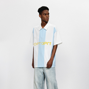 Manufacturers Oem Boxy Blank Drop Shoulder Jersey Heavy Weight Cotton Oversized Casual Custom <b>Short</b> <b>Sleeve</b> <b>Button</b> <b>up</b> Mesh Shirt - Product Image 2