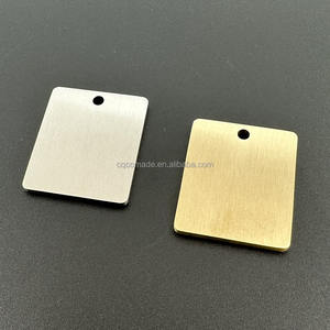 14ゲージ長方形ブラッシュドステンレス鋼ソリッドブラスブランク金属プレートパーソナライズされたIDタグ - Product Image 3