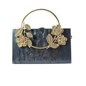 Fashion Classic Luxury Evening Clutch <b>Purse</b> for Women Wedding Flower Design 1-1.9L Capacity Shoulder Strap Magnetic Closure - Product Image 1