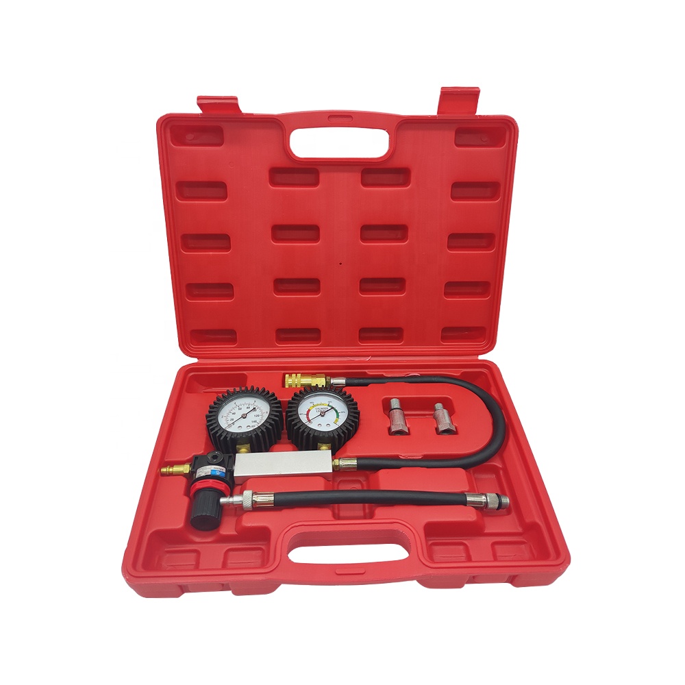 0255-001 New Professional Cylinder Leak Test Kit with Dual Pressure Gauge Engine Compression Leak Detector 12 Months Warranty