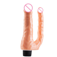 Produit phare : Godemiché double dragon en TPE cristal à vitesse unique, à piles, avec stimulation par vibration, jouet sexuel en forme de pénis