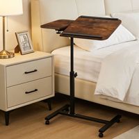 Table de chevet réglable en hauteur avec plateau rotatif, bureau mobile pour ordinateur portable, table d'appoint roulante pour canapé, roues verrouillables pour le bureau