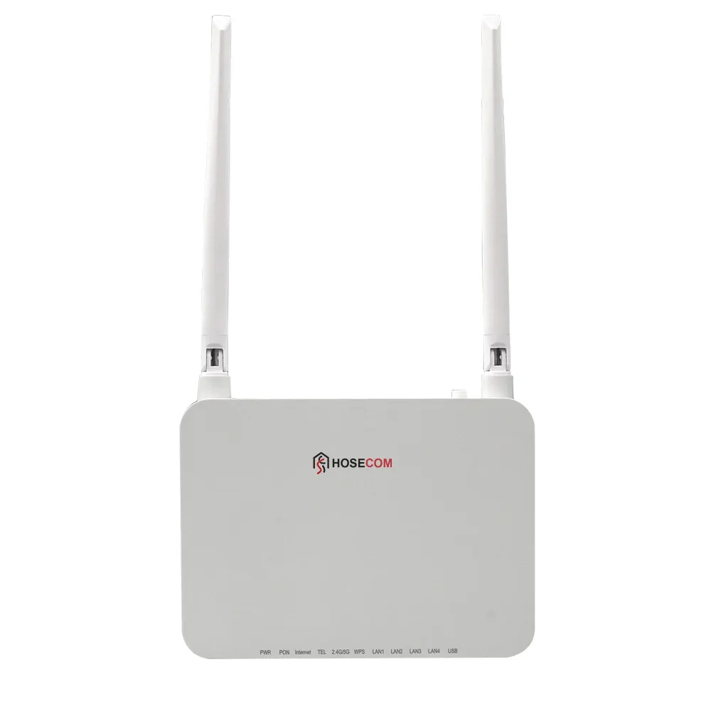 4GE + VOIP + 1USB double bande ONT 2.4G & 5.8G WiFi XPON ONU équipement à fibre optique compatible avec le réseau IP