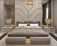 Lit Double Chicasa en Bois de Taille King, Lit Moderne de Luxe pour Chambre à Coucher en Cuir, Tailles King et Queen