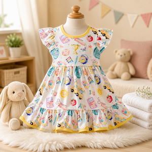 Abito Casual con Maniche a Sbuffo per Bambine, Carino e Divertente, Personalizzabile con Stampe, Produzione ODM Qingli Senza Tariffe - Product Image 5
