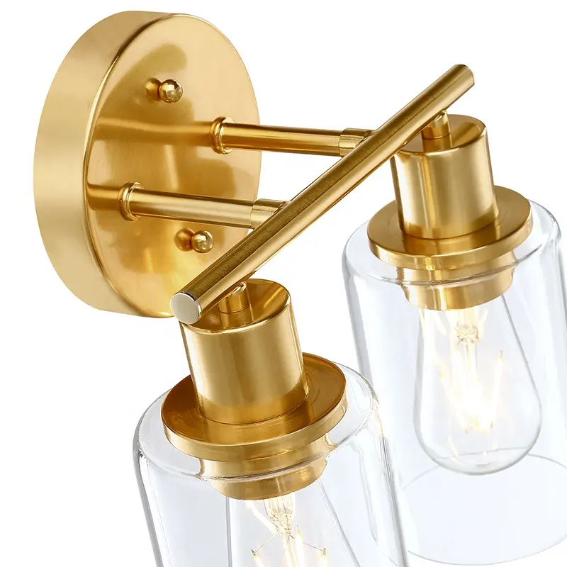 Modern Lighting Wall Lamps Vanity Lights With Clear Glass Bathroom Vanities Light Soft Gold For Makeup Bathroom