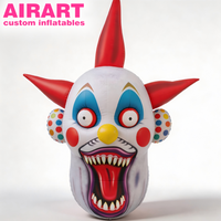 Tête de Joker gonflable, modèle gonflable de clown zombie pour décoration d'Halloween, tête gonflable de monstre/maléfique/fantomme de qualité commerciale