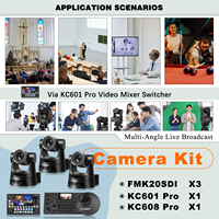 FoMaKo BH520 3 * FMK20SDI HDMI SDI PTZ Kit de cámara + 1 * Controlador de cámara PTZ Joystick + 1 * Mezclador de video Switcher para adoración de la Iglesia