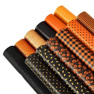 Nombre Marca Diseñador Faux Leather Fabrics Material By The Yard Rollos Impreso Halloween Faux Leather Halloween - Product Image 1