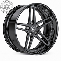Rines Cóncavos de 5 Brazos Forjados a Medida Viaol, de 2 Piezas, 19 20 21 22 5x112 5x114.3, Acabado Negro Brillante, Compatibles con Nissan GTR BMW M4