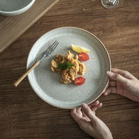 Service de table décontracté en céramique artisanale, émail réactif moucheté, assiettes et bols, compatible micro-ondes, luxe léger, rétro, haute qualité
