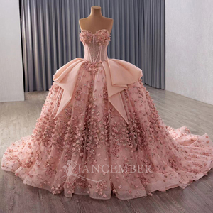 Robe de soirée de maternité style Empire à épaules dénudées, coupe Empire, longueur ras du sol, en organza, avec traîne chapelle Rsm251020 - Product Image 2