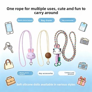 Cordon de téléphone personnalisé en silicone 3D avec poupée de dessin animé, sangle de poignet anti-perte, accessoires pour <span class=keywords><strong>iPhone</strong></span> - Product Image 1