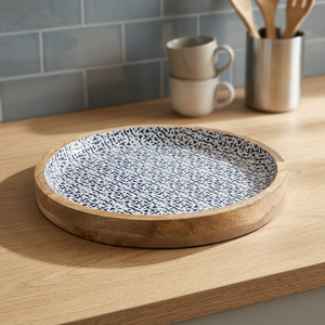 Vintage Enamel Handmade Eco-Friendly Commercial Grade Powder Coated Wooden Serving Tray Custom Shape Dishwasher <b>Microwave</b> Safe - Product Image 1