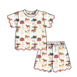 Conjuntos de Shorts Casuales de Verano con Borde Festoneado para Niñas, Estilo Granja Floral y Vaquero, Nuevos Diseños de Moda, Ropa Linda a Juego para Hermanas - Product Image 4