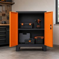 Gabinete de Almacenamiento de Acero Multiusos, Doble Puerta, Cerradura Electrónica, Marco Reforzado, Apto para Almacén, Garaje y Uso Doméstico