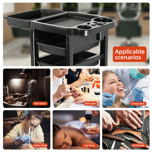 Mobile Black Salon Trolley Quality Furniture Equipment Cart Beauty Use <b>Plastic</b> PP Materials Home With 4 <b>Wheels</b> T22 Material Eco- - Product Image 6