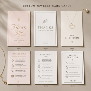<span class=keywords><strong>Biglietti</strong></span> di ringraziamento e guida all'uso dei gioielli personalizzati a doppia faccia, <span class=keywords><strong>biglietti</strong></span> inserto in carta opaca premium per confezioni di gioielli di marca - Product Image 1