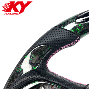 Volante deportivo personalizado de fibra de carbono forjada verde con cuero y LED RPM para Chrysler 300C 300 200S Dodge Challenger Charger - Product Image 2