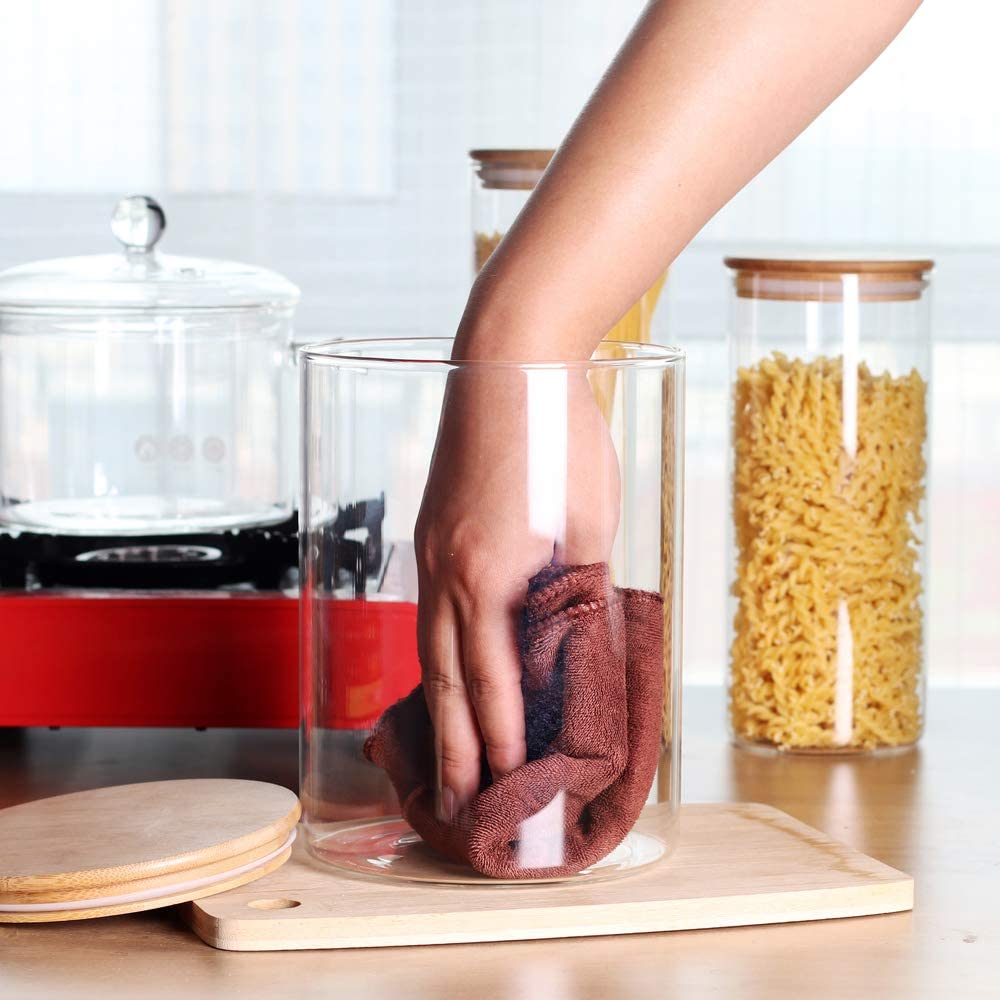 Large Glass Food Storage Container 100 FL OZ (3000ml) Glass Food Canister with Airtight Bamboo Lids