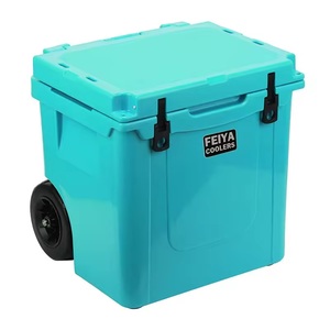 Glacière isotherme rotomoulée moderne 45QT à <span class=keywords><strong>roulettes</strong></span>, anti-ours, double compartiment, pour camping, pêche, plage, extérieur, aliments - Product Image 4