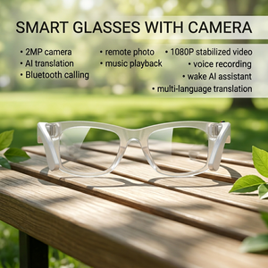 แว่นตาอัจฉริยะรุ่นใหม่พร้อม ChatGPT ในตัว กล้องบันทึกวิดีโอความละเอียด 1080P HD รองรับการแปลภาษา เชื่อมต่อบลูทูธ ถ่ายภาพอัตโนมัติ - Product Image 1
